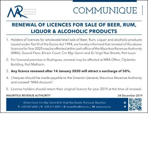 Document preview: Essential Guide to Renewing Alcohol Licenses in Mauritius — Government & admin (RumLiquor241219)