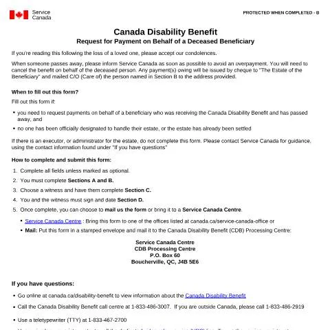 Document preview: Understanding the Request for Payment for Deceased Beneficiaries — Benefits & social aid (CERFA n°CDB0007)
