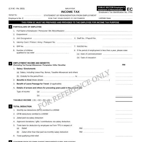 Document preview: Peranan Form C.P.8C (EC) dalam Pengisytiharan Cukai — Proses pentadbiran (CERFA n°EC)