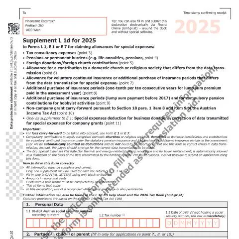 Dokumentvorschau: Der Supplement L 1d für 2025: Ein Leitfaden — Steuern (CERFA n°L1d-EN)