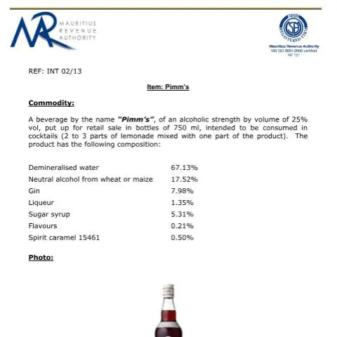 Document preview: Understanding the Importance of Pimm's Classification in Trade — Government & admin (Pimm)