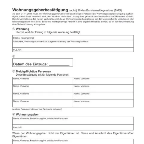 Dokumentvorschau: Wichtige Hinweise zur Wohnungsgeberbestätigung in Hamburg — Personenstand & Ausweis (6700-25)