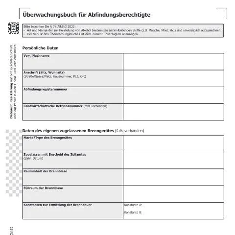 Dokumentvorschau: Das Überwachungsbuch VSt 47-1 für Brennereien und Betriebe — Steuern (CERFA n°VSt47-1)
