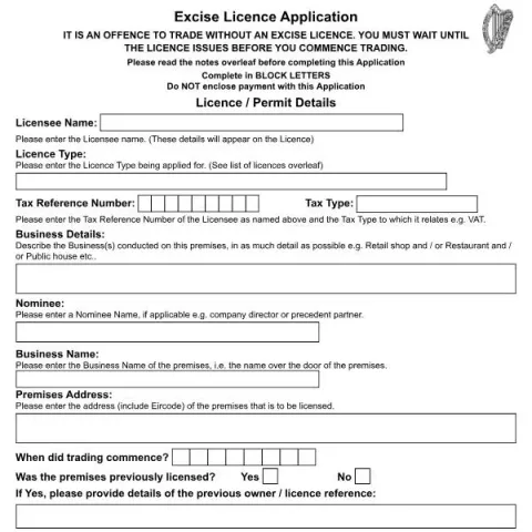 Document preview: Guide to Applying for an Excise Licence in Ireland — Government & admin (RPC019746_EN_WB_L_1)