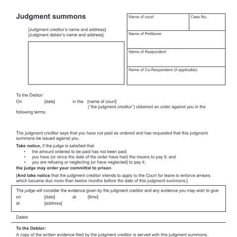 Document preview: Navigating the Judgment Summons Process — Legal & justice