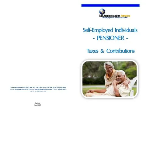 Document preview: Understanding Payroll Taxes and Contributions for Jamaican Pensioners — Taxes (CERFA n°self_employed_pensioner_tax+contributions_jul2016)