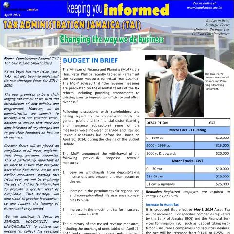 Document preview: Understanding Jamaica's Tax System: April 2014 Update — Government & admin (CERFA n°april2014)