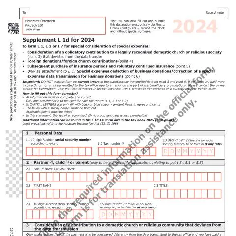 Dokumentvorschau: Einreichung des Formulars L1d-UK für 2024 — Steuern (CERFA n°L1d-UK)