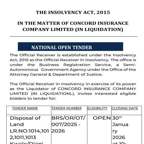 Document preview: Engage in the Concord Insurance Tender Process — Government & admin (CERFA n°TENDER-NOTICE-CONCORD-INSURANCE)