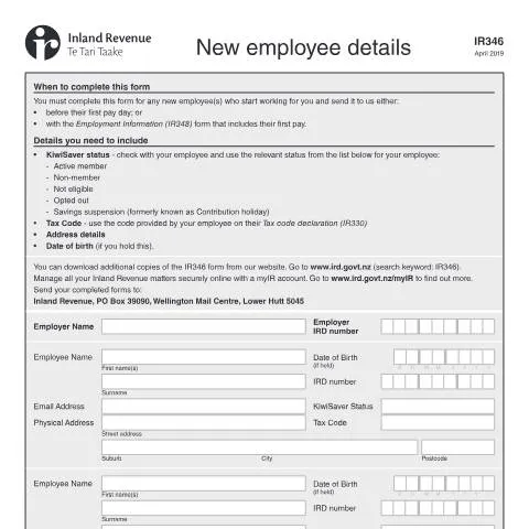 Document preview: Understanding the New Employee Details Form IR346 — Work & employment (CERFA n°IR346)