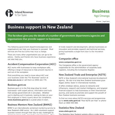Document preview: Understanding the IR1010 for Business Success in New Zealand — Taxes (CERFA n°IR1010)
