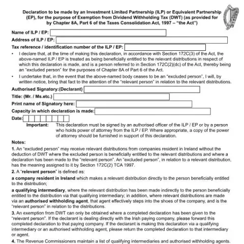 Document preview: Investment Limited Partnership Declaration for Dividend Withholding — Taxes (RPC020090_EN_WB_L_1)