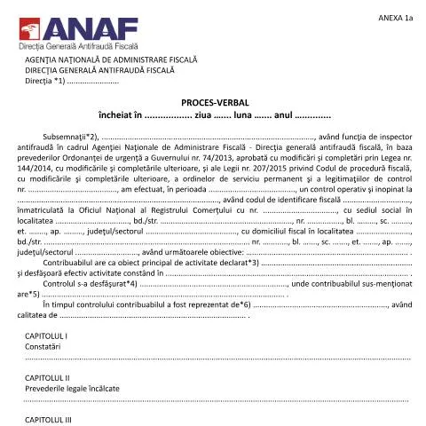 Document preview: Rolul Procesului-Verbal în Controlul Fiscal — Formalități administrative (CERFA n°A1a_OPANAF_3838_2015)