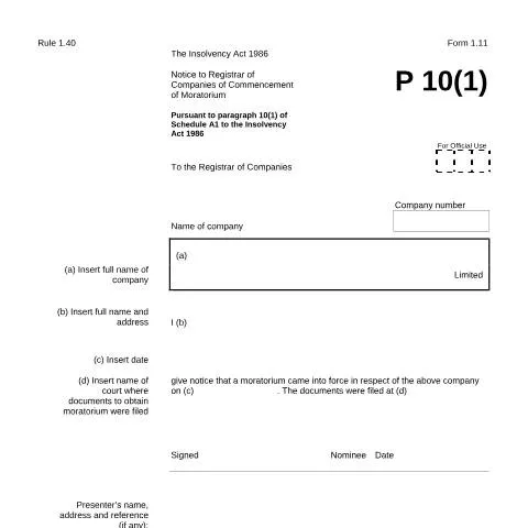 Document preview: Understanding the Notice of Commencement of Moratorium — Business