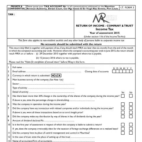 Document preview: Essential Insights on I.T Form 3 for Companies and Trusts — Taxes (CERFA n°20140116_IT03A)