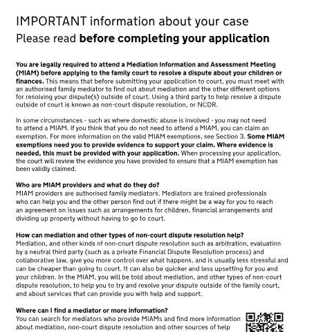 Document preview: Understanding Form C100 Applications for Child Custody Disputes — Family