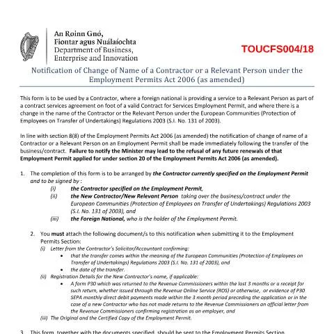 Document preview: Understanding Name Change Notifications under Ireland's Employment — Work & employment