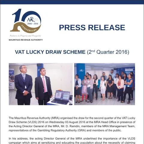Document preview: Engage in the VAT Lucky Draw for a Better Tax System — Government & admin (VLDSPressRelease)