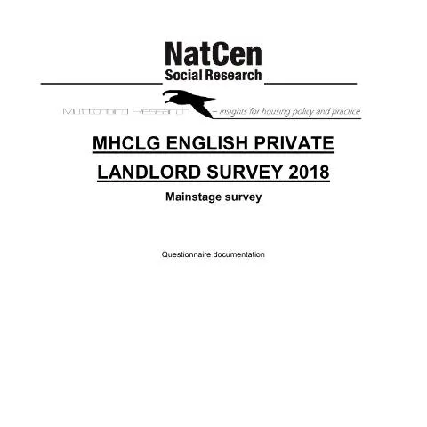Document preview: Contribute to the English Private Landlord Survey 2018 — Housing