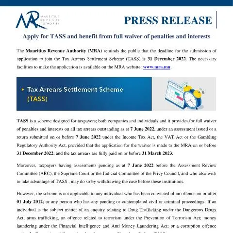Document preview: Unlock Financial Relief with TASS Application — Taxes (CERFA n°TASS201222)