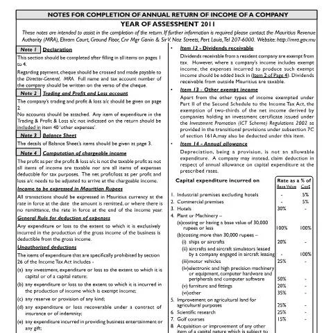 Document preview: Understanding ReturnCompany03Notes2011 for Companies in Mauritius — Government & admin (ReturnCompany03Notes2011)