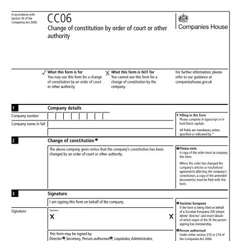 Document preview: Navigating the CC06 Form for Company Changes — Business