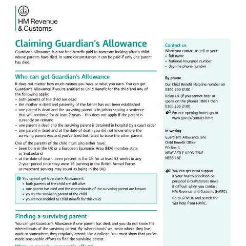 Document preview: How to Claim Guardian's Allowance for Children Without Parents — Benefits & social aid
