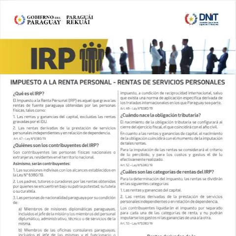 Vista previa del documento Presentación del formulario IRP RSP Cartilla 6.08.24 en Paraguay — Trámites administrativos