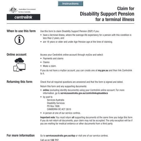Document preview: Essential Insights on the SA494 Disability Support Pension Claim — Benefits & social aid (CERFA n°SA494)