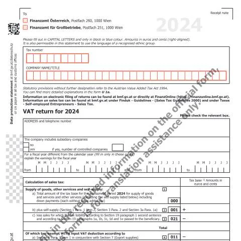 Dokumentvorschau: Wichtige Informationen zur U1-UK Umsatzsteuerrückgabe 2024 — Steuern (CERFA n°U1-UK)