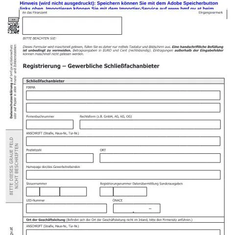 Dokumentvorschau: Registrierung als gewerblicher Schließfachanbieter in Österreich — Steuern (CERFA n°Schliess1)