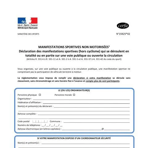 Aperçu du document Comment déclarer une marche à pied sur la voie publique — Démarches administratives (CERFA n°15825*02)