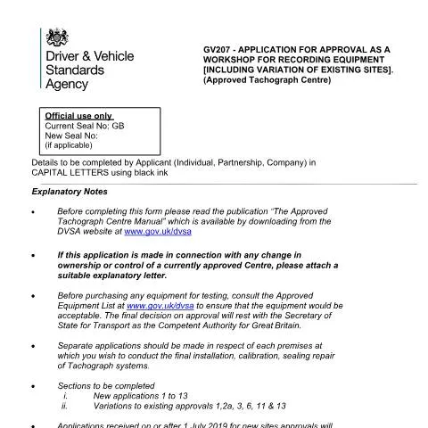 Document preview: Establishing Your Approved Tachograph Centre: A Step-by-Step Guide — Vehicle & driving