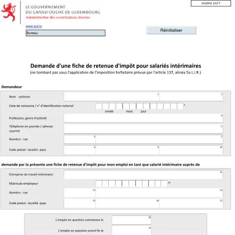 Aperçu du document Comprendre la demande de fiche de retenue d'impôt 162 F pour — Impôts & fiscalité (CERFA n°162 F)
