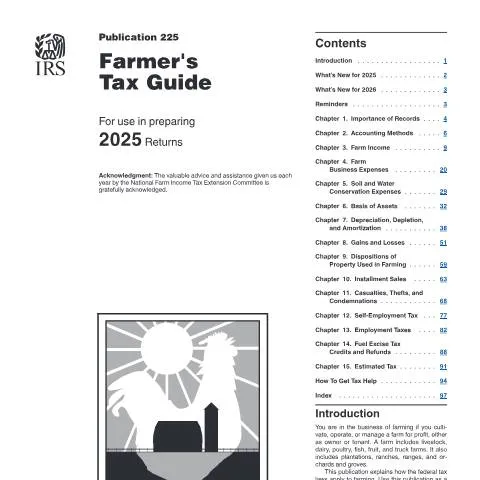 Document preview: Navigating Taxes with IRS Publication 225 for Farmers — Taxes (CERFA n°PUB-225)