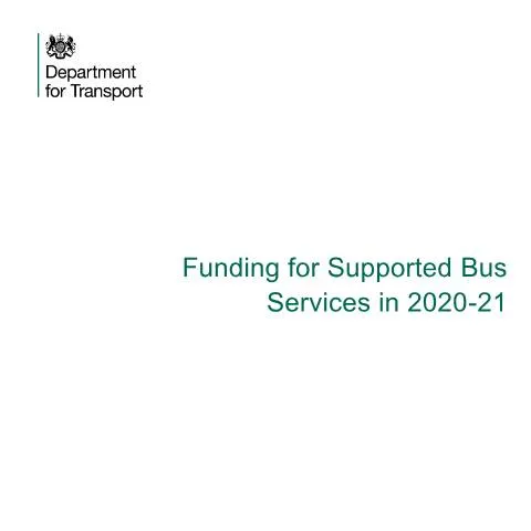 Document preview: Understanding Funding for Local Bus Services in England — Government & admin