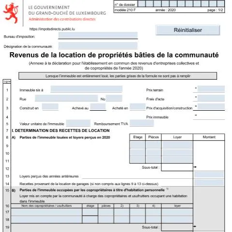Aperçu du document Comprendre l'Annexe 210 F pour les revenus de location — Impôts & fiscalité (CERFA n°210 F)