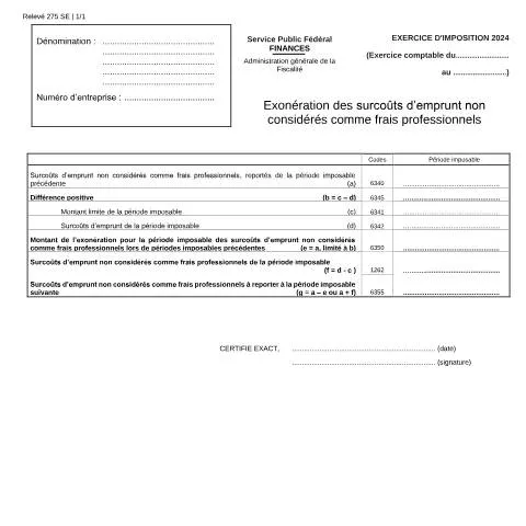 Aperçu du document Optimisez votre fiscalité avec le formulaire 121-275-se — Impôts & fiscalité (CERFA n°121-275-se)