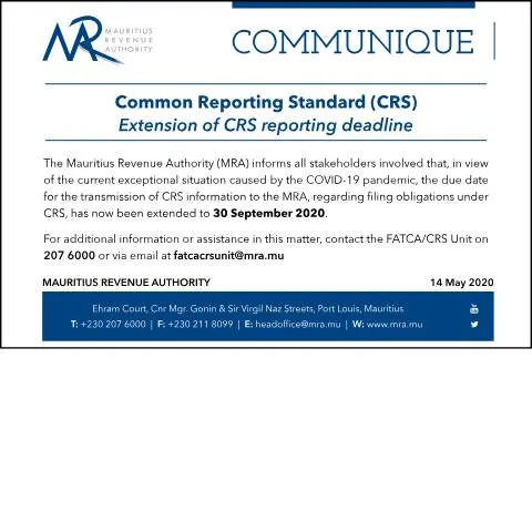 Document preview: Understanding the CRS Reporting Deadline Extension — Government & admin (CERFA n°CRS140520)