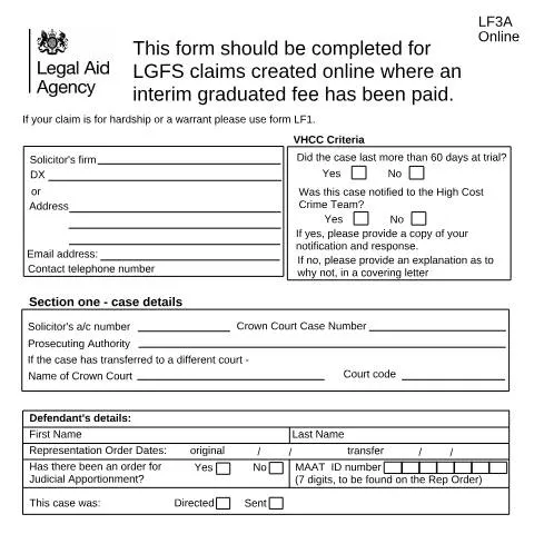 Document preview: Navigating the LF3A Form for Litigator Fees — Legal & justice