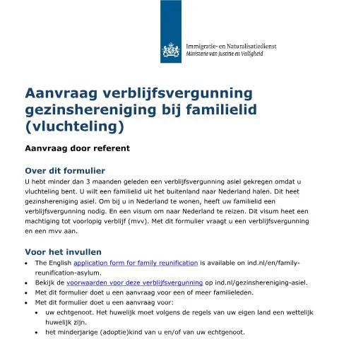 Documentvoorvertoning: Belang van het aanvraagformulier voor gezinshereniging asiel — Gezin (CERFA n°B07009)