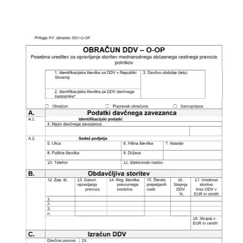 Document preview: Kako pravilno izpolniti obrazec DDV-O-OP za prevozniške storitve — Davki & obdavčitev (CERFA n°DDV-O-OP)