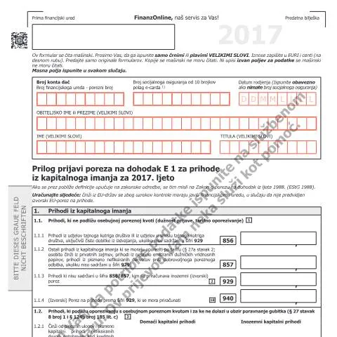 Dokumentvorschau: Bedeutung des E1kv-HR Formulars für Steuerpflichtige 2017 — Steuern (CERFA n°E1kv-HR)