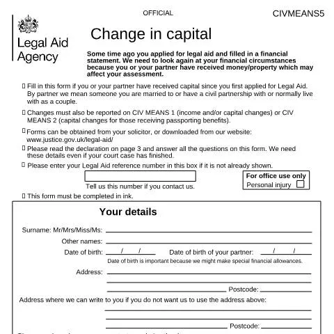 Document preview: Understanding the CIV MEANS 5 Form for Legal Aid Clients — Legal & justice