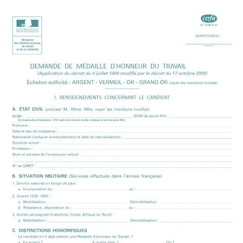 Aperçu du document Formulaire 11796*01 : reconnaissance officielle du mérite — Démarches administratives (CERFA n°11796*01)