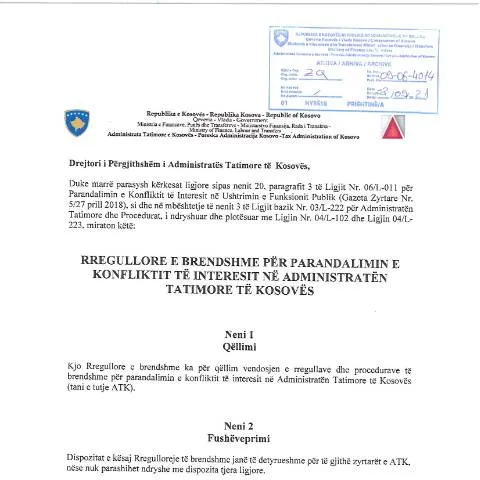 Document preview: Parandalimi i Konflikteve të Interesit në Administratën Tatimore të — Procedura administrative