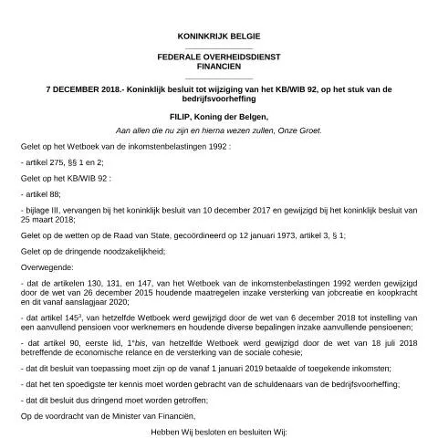 Aperçu du document Comprendre les règles fiscales de 2019 en Belgique — Impôts & fiscalité (CERFA n°700-regels-20190101)