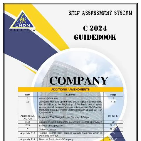 Document preview: Panduan Lengkap C 2024 untuk Pembayar Cukai Korporat — Cukai & percukaian