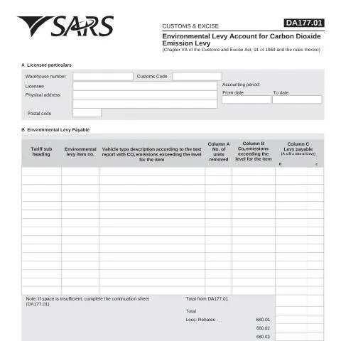 Document preview: Understanding the DA 177 01 Environmental Levy Form — Government & admin (CERFA n°DA 177 01)