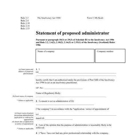 Document preview: Understanding Form 2.1B for Company Administration in Scotland — Government & admin